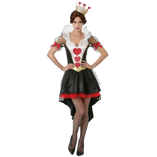 Queen Of Hearts Fairytale Wonderland Alice Adults Womens Fancy Dress Costume